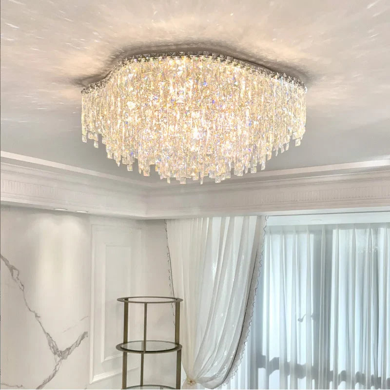 Afralia™ Crystal LED Ceiling Light: Modern Chandelier for Bedroom and Living Room