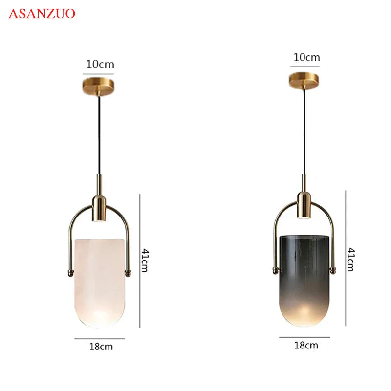 Afralia™ Gradient Glass Pendant Light: Modern Nordic Hanging Fixture for Bedside Living Dining Decor