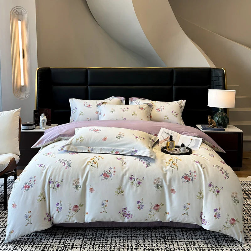 Afralia™ Floral Print 600TC Egyptian Cotton Bedding Set - 4Pcs