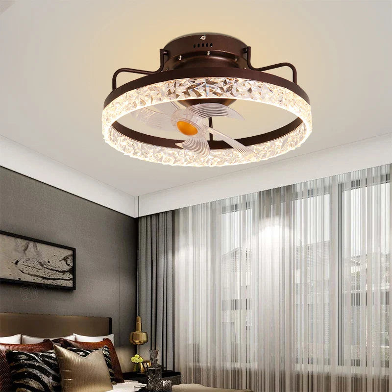 Afralia™ Modern Round Ceiling Fan Chandelier for Living Room and Bedroom.