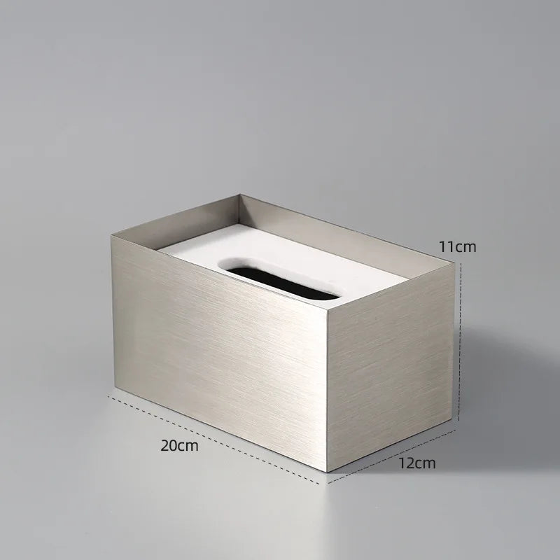 Afralia™ Marble and Stainless Steel Tissue Box Holder