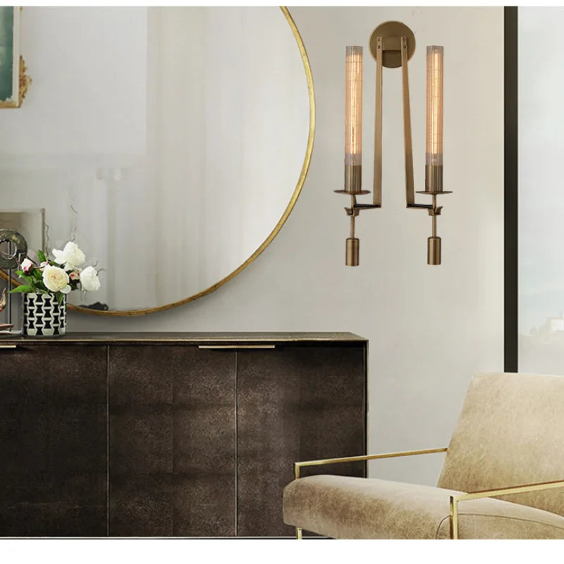 Afralia™ Modern Copper Wall Sconce Lamp for TV Background & Bathroom Lighting
