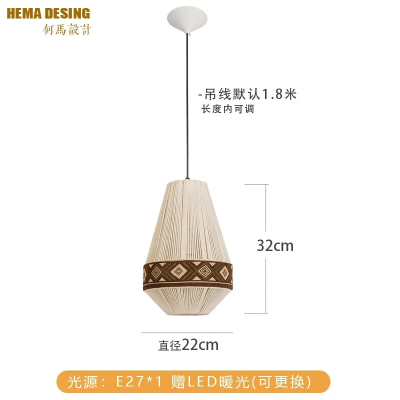 Afralia™ Bohemian Fringe Pendant Lamp: Retro Tassels Hanging Light in Hand-Woven Hemp Rope Fabric