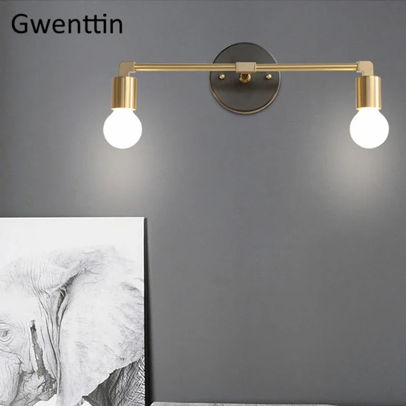 Nordic Gold Copper Wall Sconce for Modern Home Decor - Afralia™ Industrial Luminaire