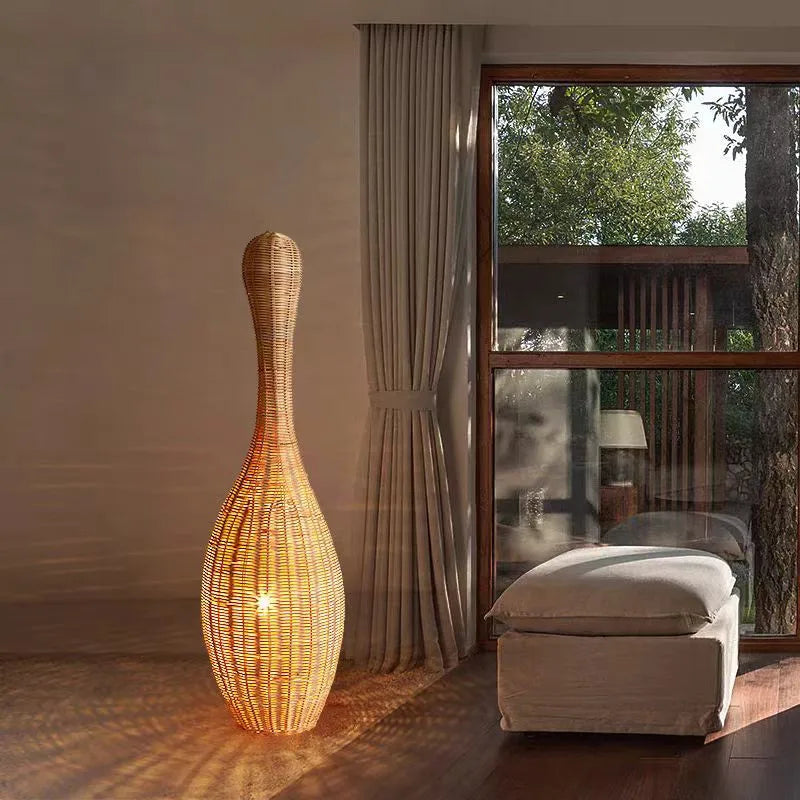 Afralia™ Bamboo Floor Lamp: Unique Rattan Light for Living Room, Bedroom, Teahouse Decor