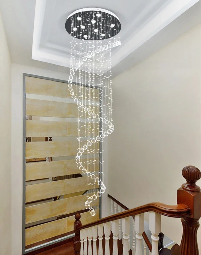 Afralia™ Crystal Pendant Chandelier for Staircase Hotel Bedroom Hanging Lamp