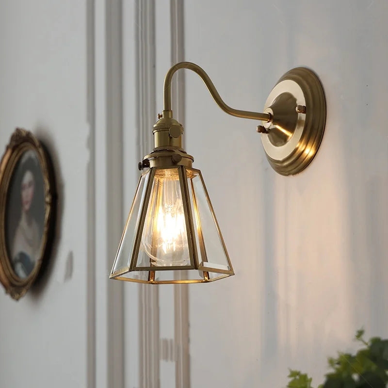 Afralia™ Vintage Blue Flower Glass Wall Sconce LED Lamp Fixture for Dining Study Room