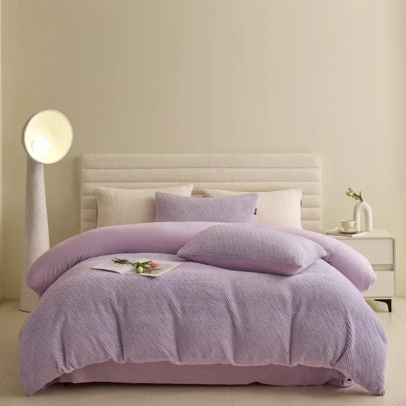 Afralia™ 2024 Winter Fleece Bedding Set King Queen Twin Double Duvet Cover Kit