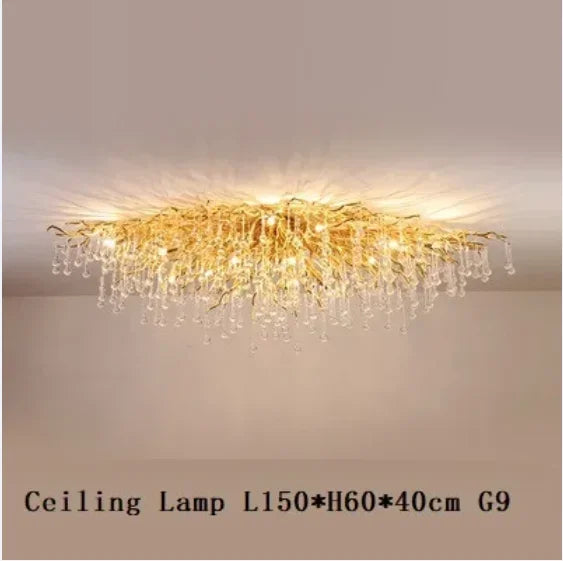Afralia™ Modern Luxury Gold LED Crystal Chandelier for Living Room