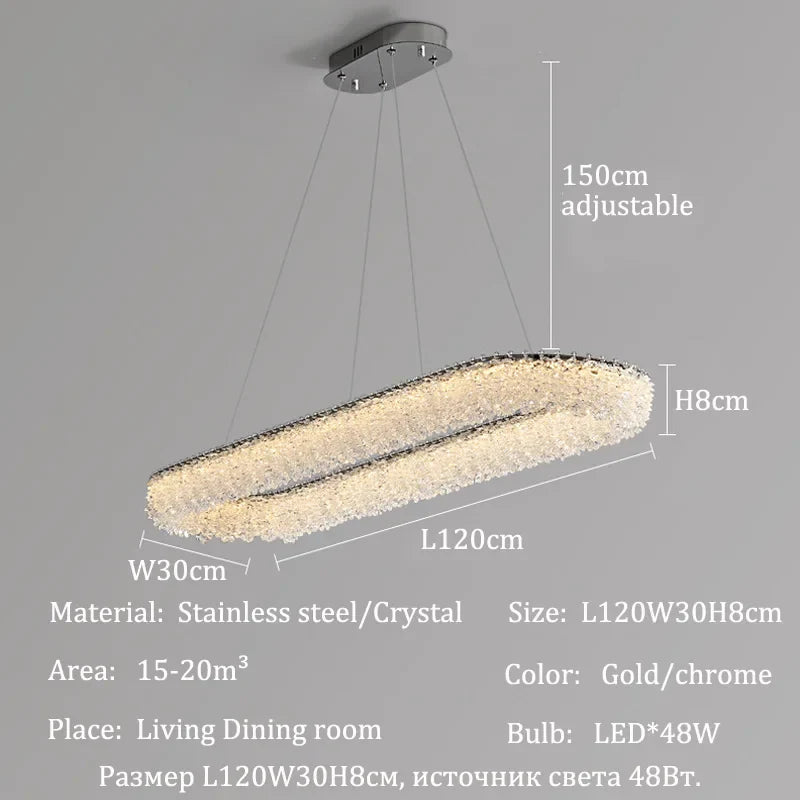 Afralia™ Crystal LED Chandelier Ceiling Light Modern Living Room Decor Pendant Lamp
