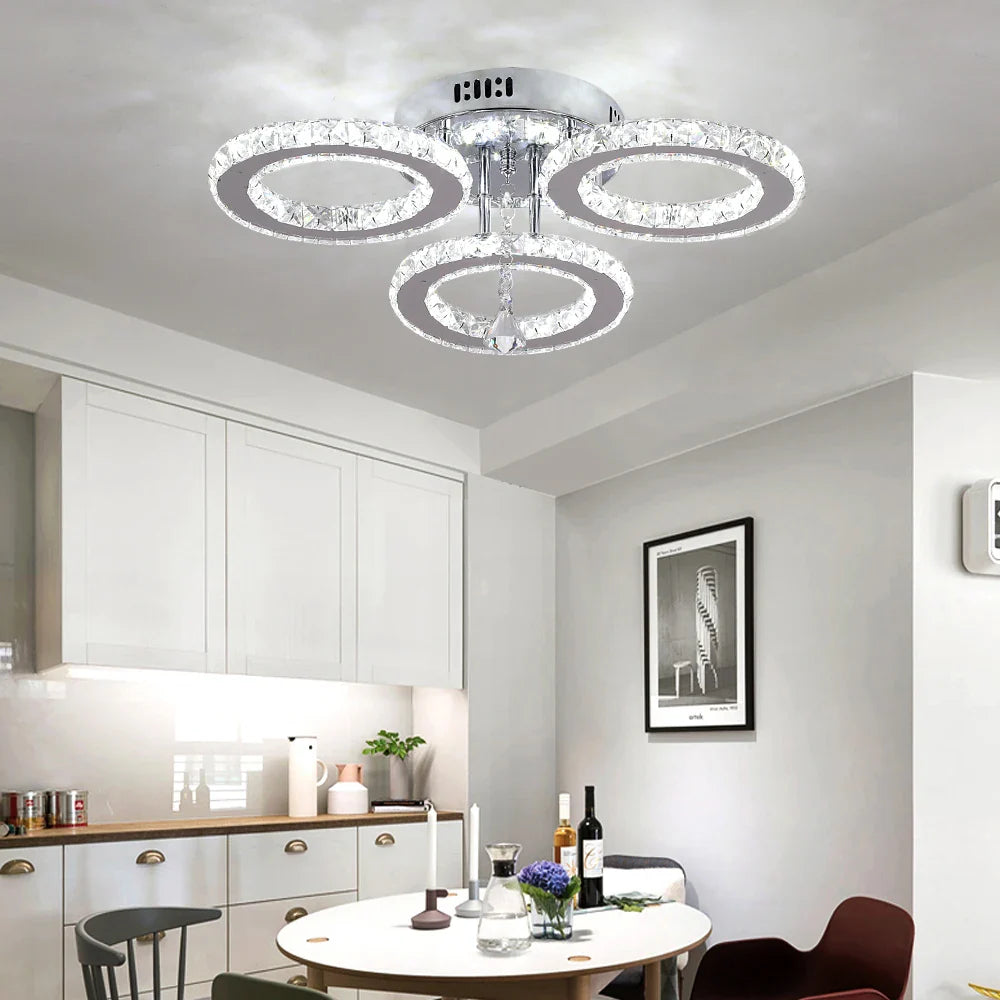 Afralia™ Modern K9 Crystal LED Chandeliers - Kitchen Home Decor Ceiling Lamps Fixtures