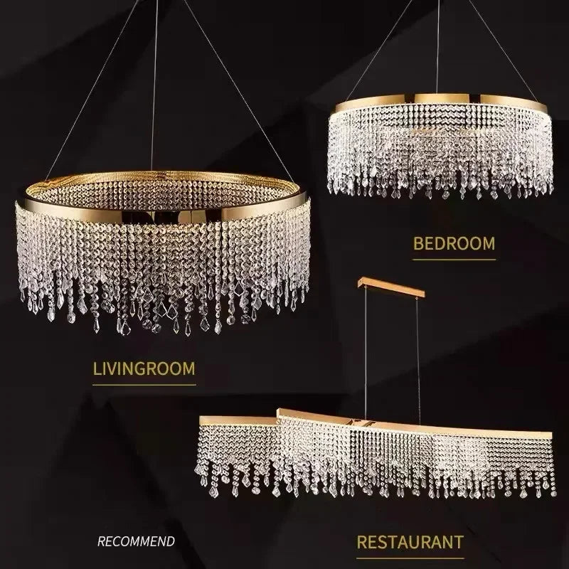 Afralia™ Crystal Circle LED Chandelier for Luxury Living Room Décor