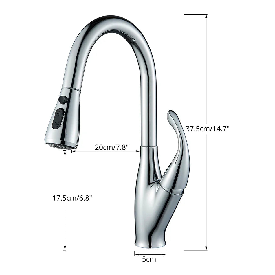 Afralia™ Kitchen Faucet: Chrome/Black Pull Out Mixer with 2 Function Spout