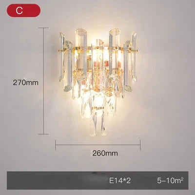 Afralia™ Crystal Gold Stainless Steel LED Dimmable Wall Sconce