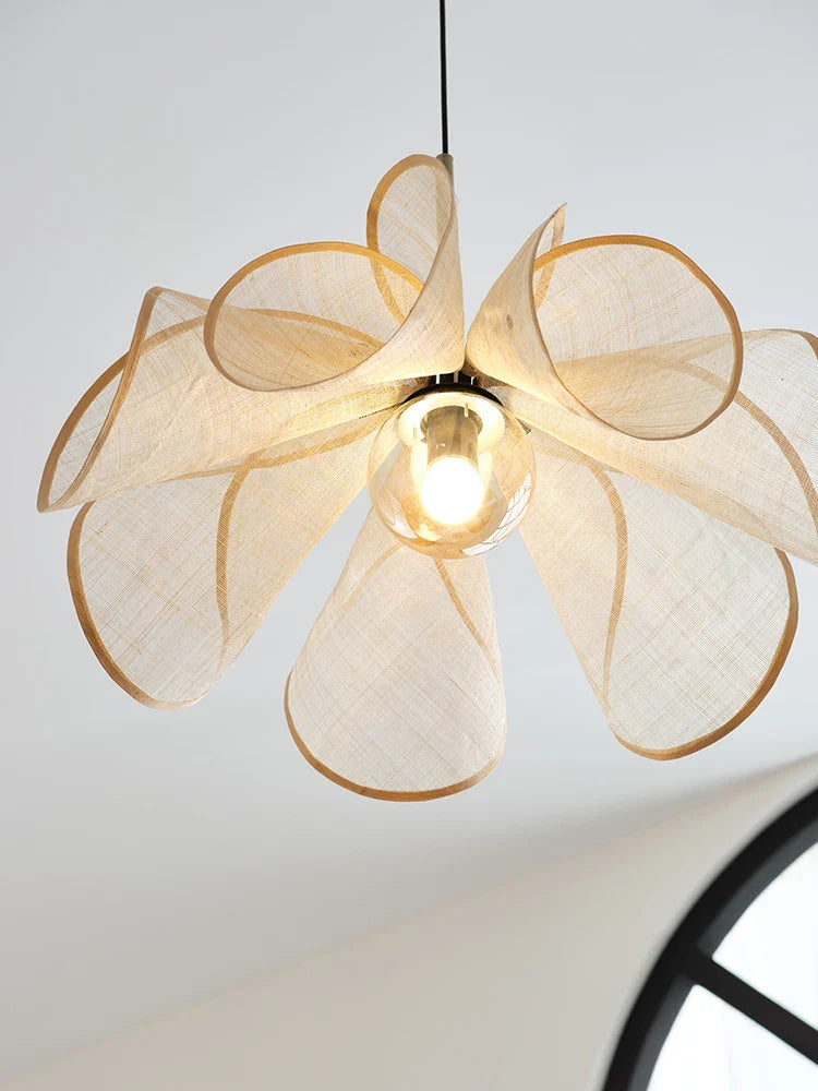 Afralia™ Wabi Sabi Flower Chandelier French Fabric Ceiling Pendant Light