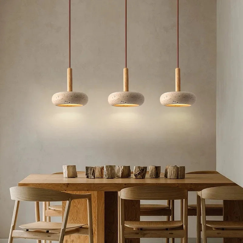 Afralia™ Stone Wood Chandelier: Modern Japanese Style for Dining Room & Bedroom