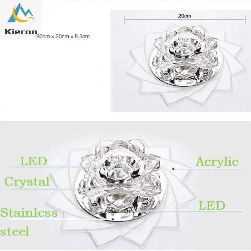 Afralia™ Lotus Crystal LED Ceiling Lamp, Nordic Brights, Modern Style