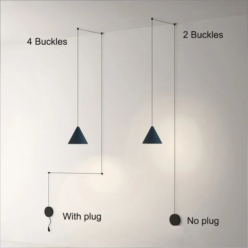 Afralia™ Modern Black Wall Lamp for Living Room Bedroom, Long Wire Design, Plug-in Sconce Light