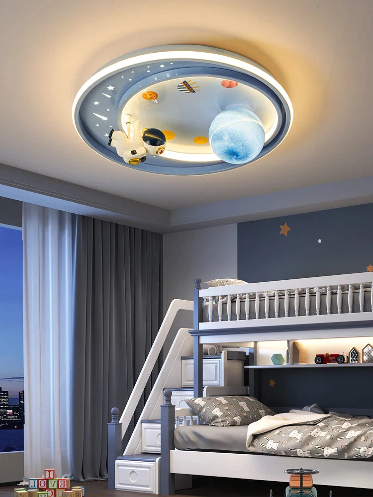 Afralia™ Astronaut Astros Planet Ceiling Light for Child's Bedroom