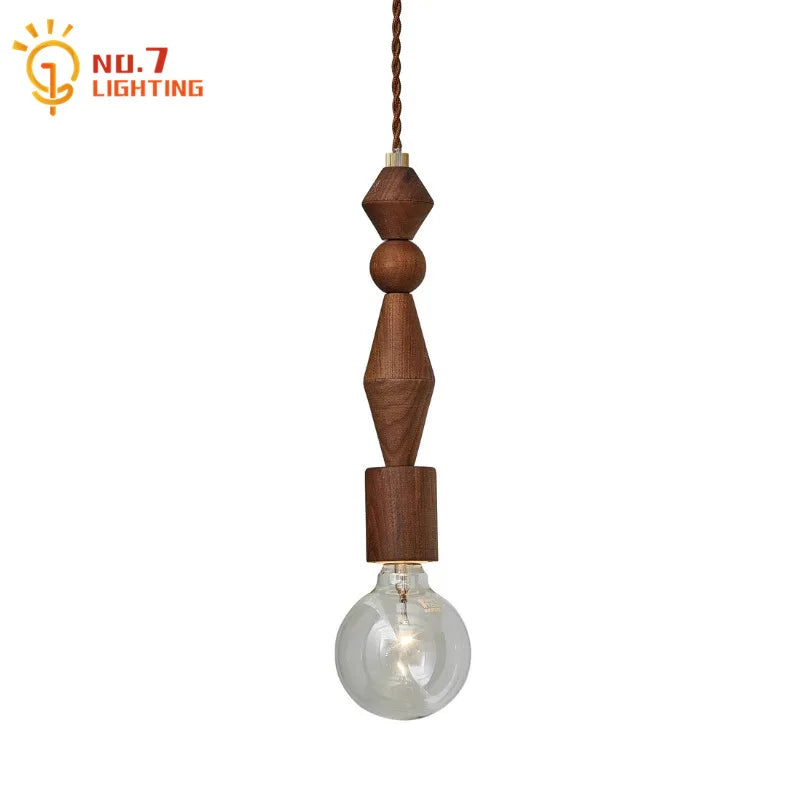 Afralia™ Wood Glass LED Pendant Light for Restaurant Bar Bedroom Decor