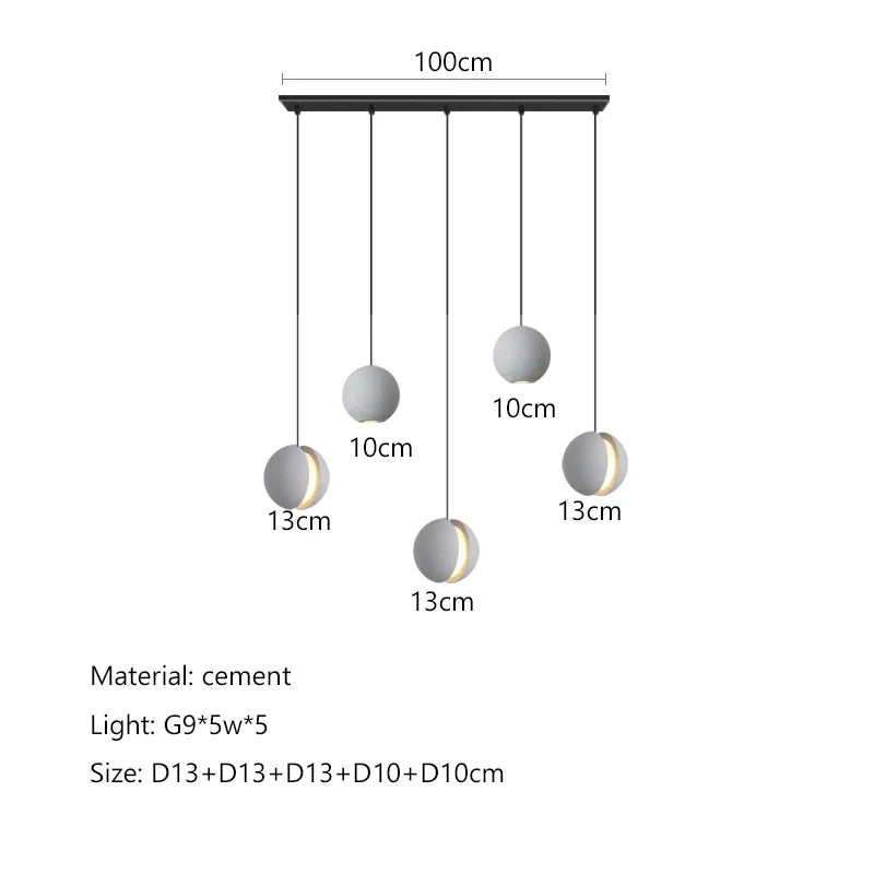 Afralia™ Cement Planet Chandelier Hanging Lamp for Dining Room & Bedroom