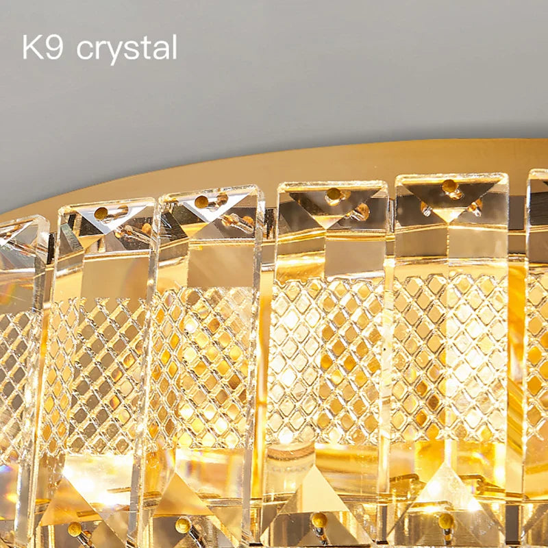 Afralia™ Crystal Round Ceiling Lamps LED Indoor Lighting Luxury Chandelier for Modern Home