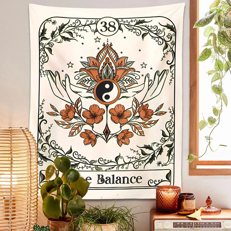 Afralia™ Balance Tarot Tapestry Wall Hanging - Mystical Bohemian Sun Moon Decor