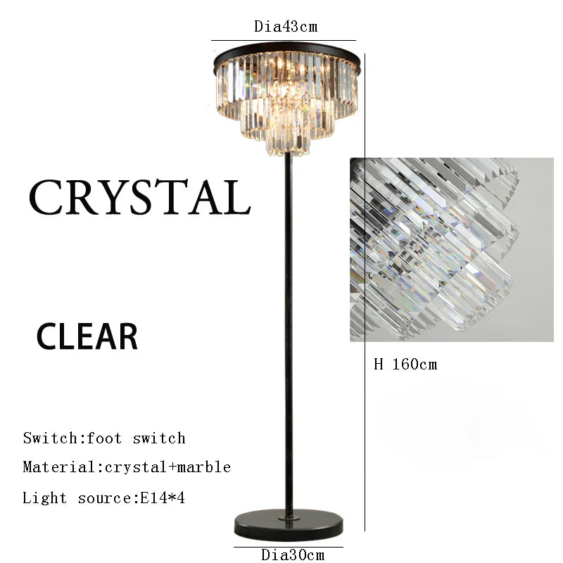 Afralia™ Gray Crystal Black Standing Light - Modern Luxury Classic Living Room Decor