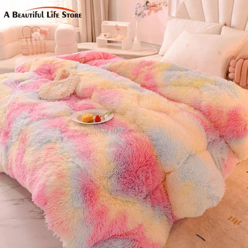 Afralia™ Luxe Mink Fleece Flannel Patchwork Quilt: Soft, Warm, & Cozy Gradient Bedclothes