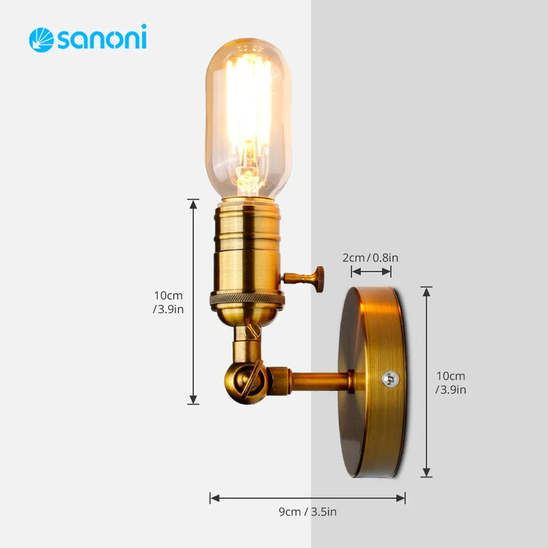 Afralia™ Retro Gold Wall Lamps - E27 Base Wall Lights for Industrial & Store Room Decor