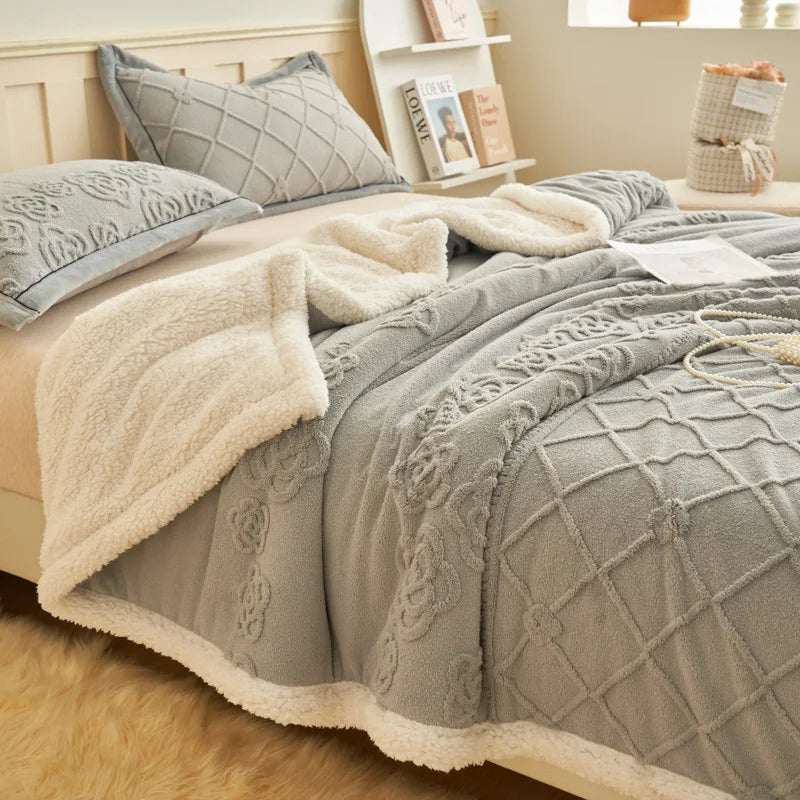 Afralia™ Butterfly Jacquard Double-Layer Wool Blanket: Soft & Warm for Autumn/Winter