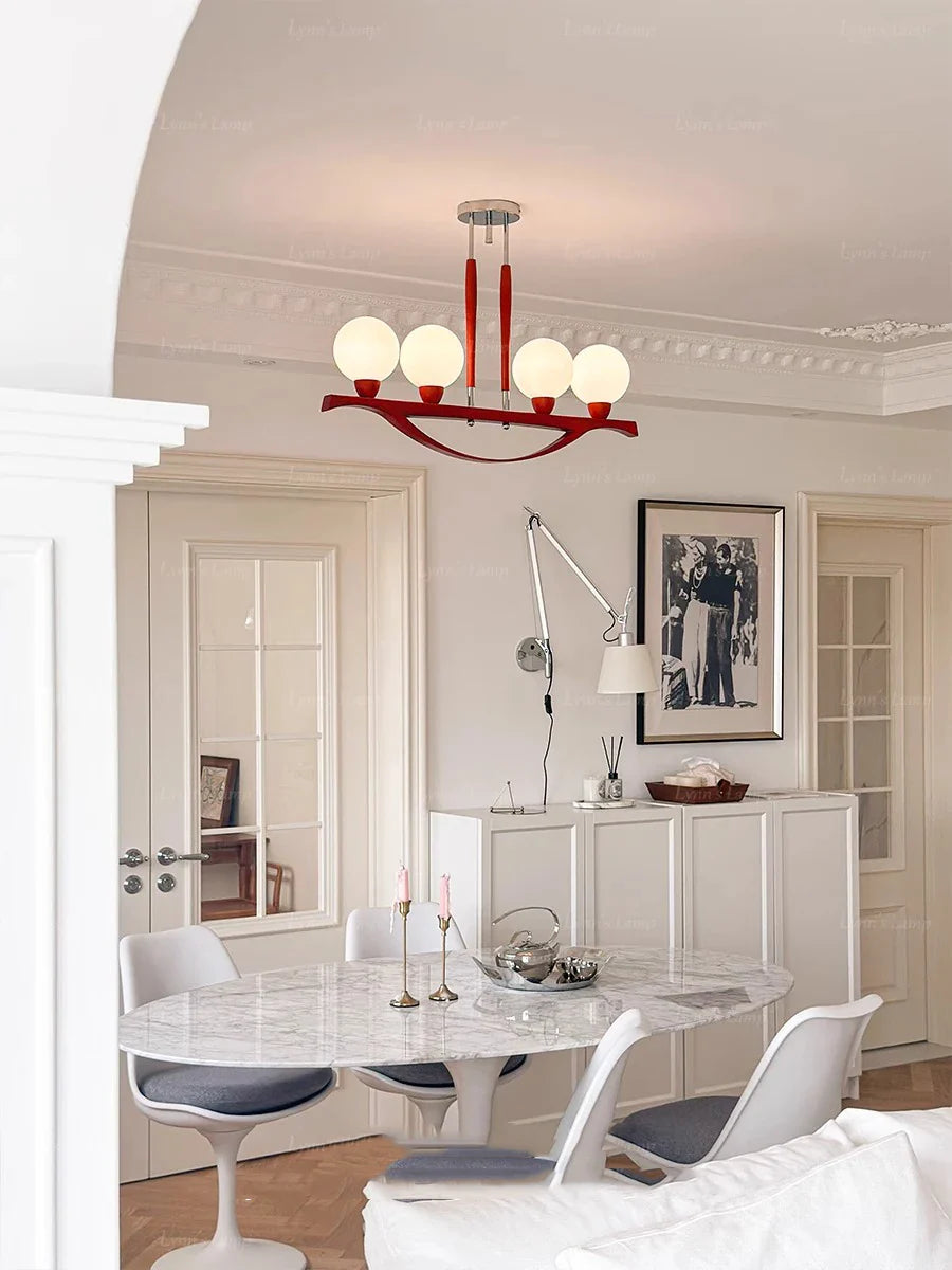 Afralia™ Wood Glass Ball Chandelier Dimmable Modern Light Fixture for Dining Room Decor