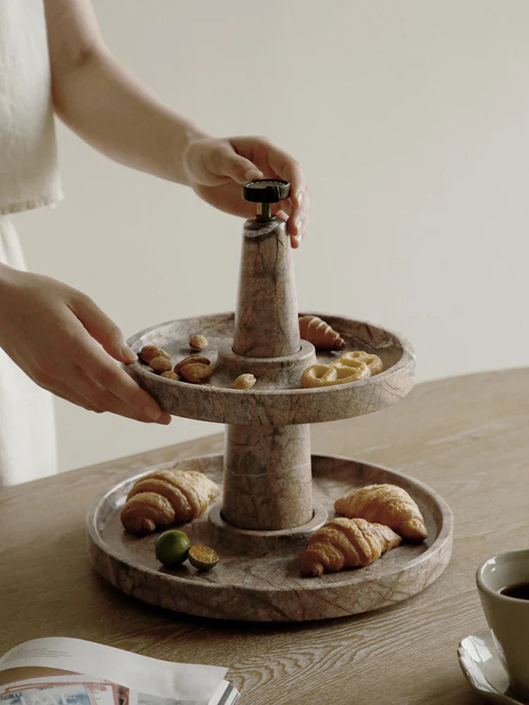 Afralia™ Marble 2 Tier Serving Tray Cupcake Stand Wedding Tea Party Dessert Stand