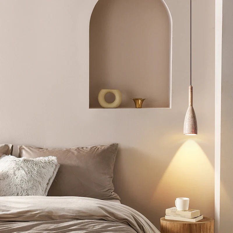 Afralia™ Wood Stone LED Hanging Lamp Modern Pendant Lighting for Living Room