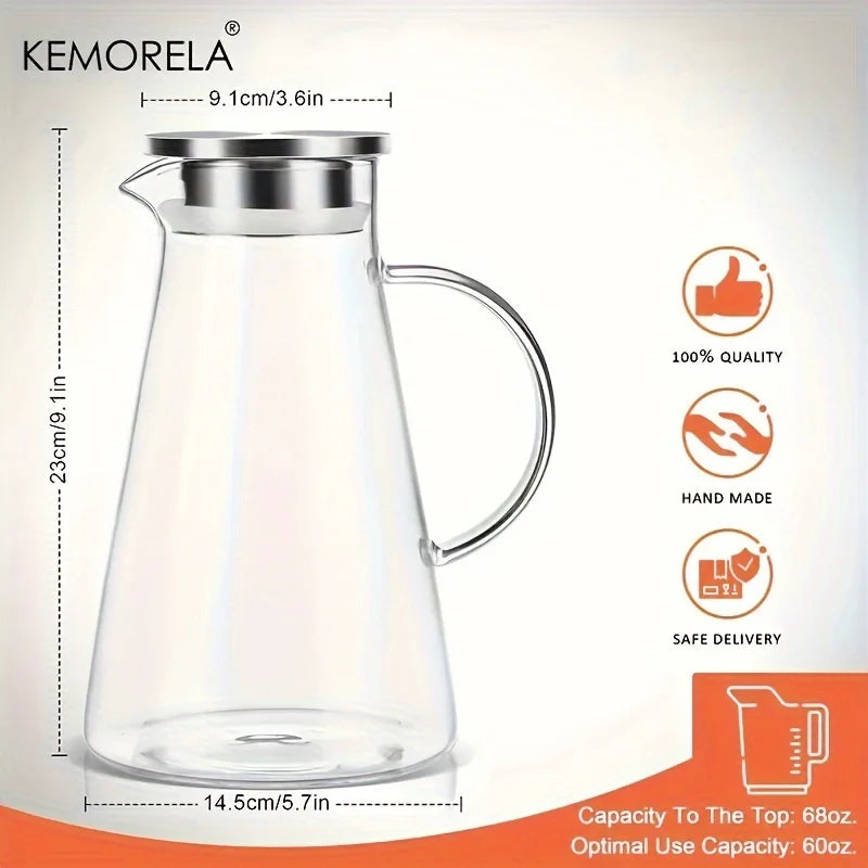 Afralia™ Transparent Heat-Resistant Glass Water Jug with Cups | Large Capacity Office and Household Set