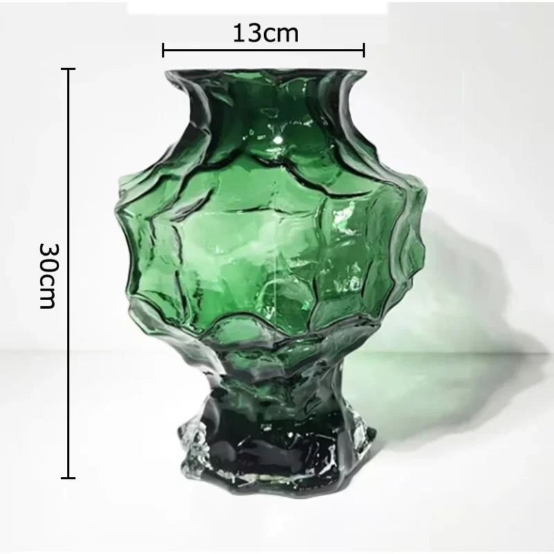 Afralia™ Irregular Glass Vase: Desk Decor, Flower Arrangement, Aesthetic Room Pot