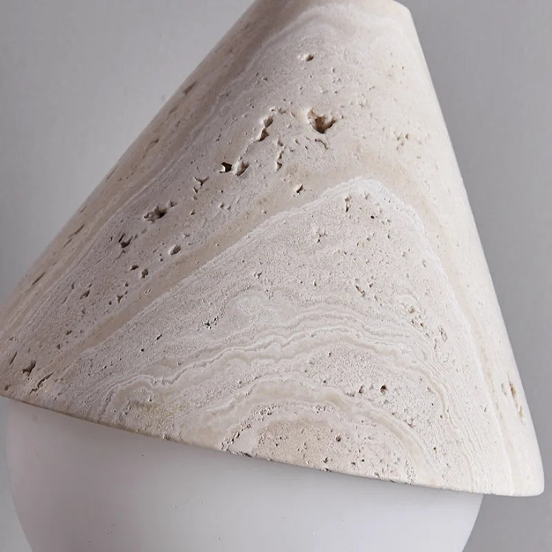 Afralia™ White Glass LED Pendant Light Fixture - Nordic Modern Yellow Travertine Hanging Lamp