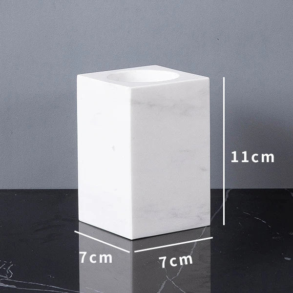 Afralia™ Volakas White Marble Bathroom Set: Soap Dispenser, Toothbrush Holder, Tray