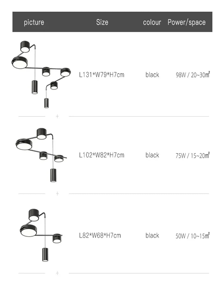 Afralia™ Modern Black LED Ceiling Chandelier for Living Room Bedroom Hallway