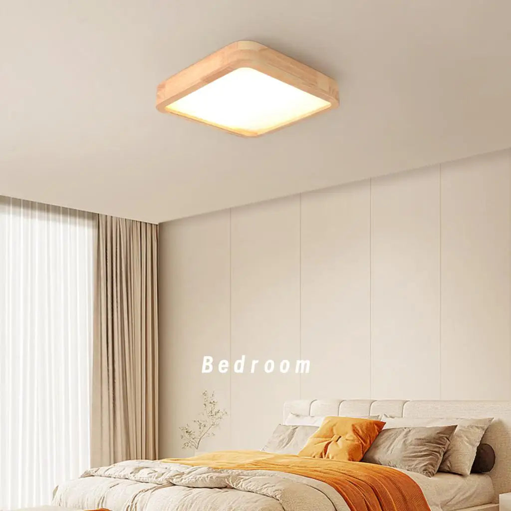 Afralia™ Nordic Wooden LED Ceiling Light Modern Acrylic Lampshade Fixture