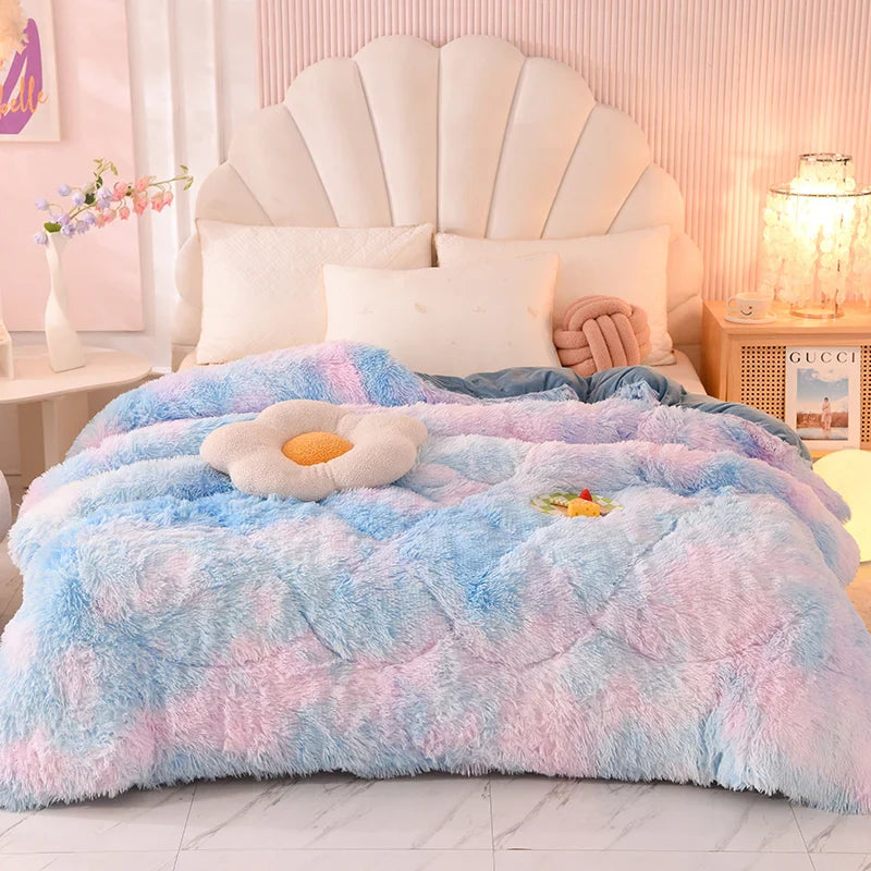 Afralia™ Luxe Mink Fleece Flannel Patchwork Quilt: Soft, Warm, & Cozy Gradient Bedclothes