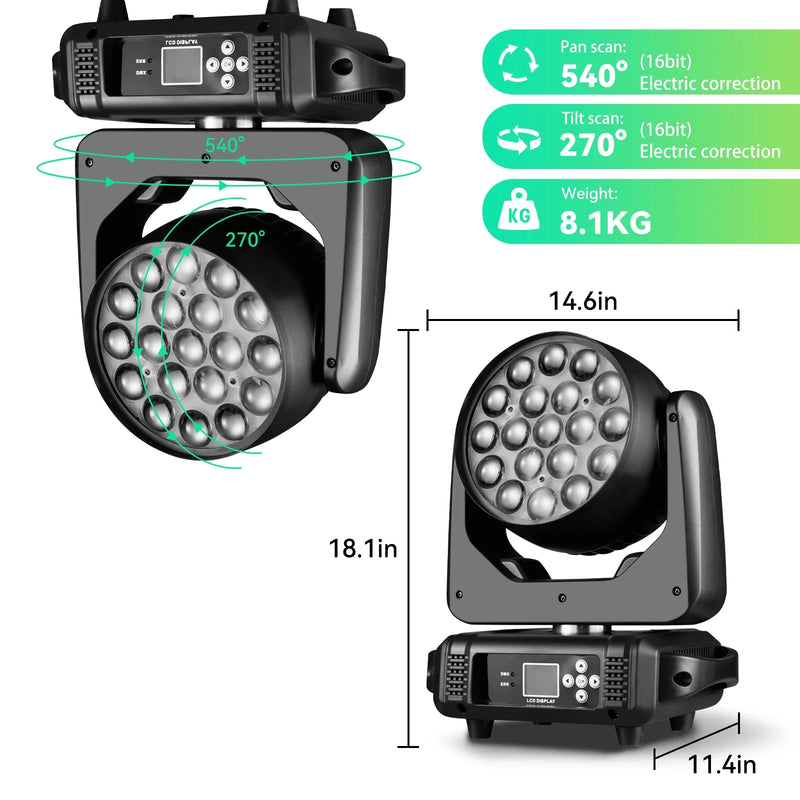 Afralia™ RGBW LED Moving Beam Wash/Zoom Light with Circle Control & DMX512