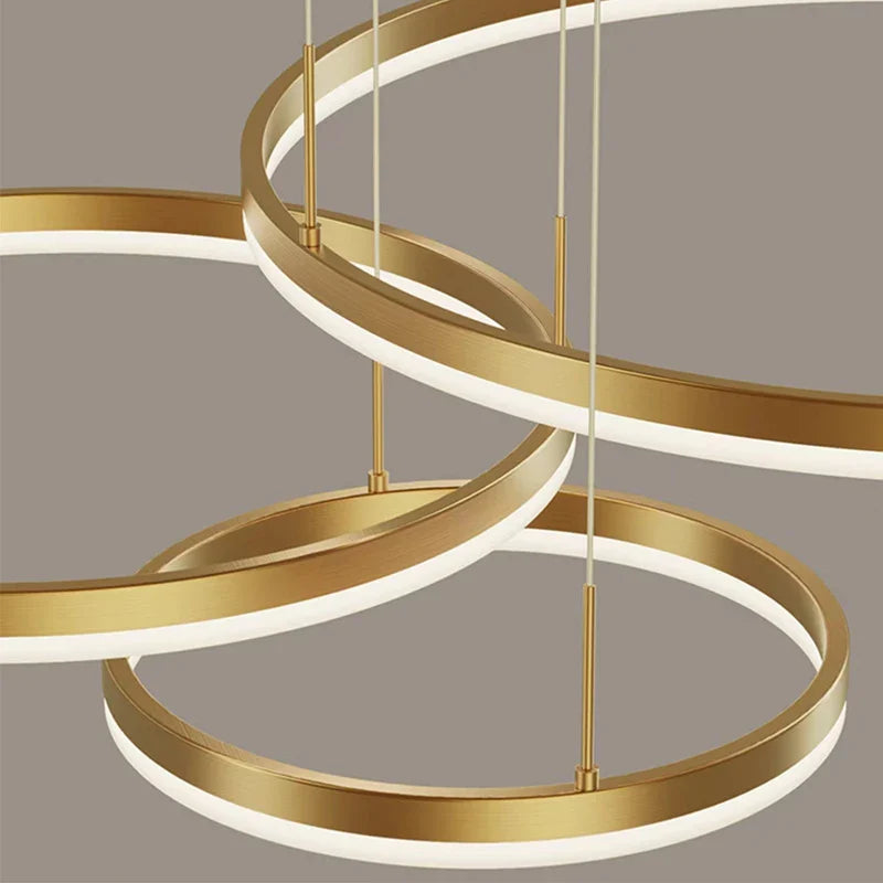 Afralia™ Gold Ring Pendant Lights Circle Acrylic LED Ceiling Lamp