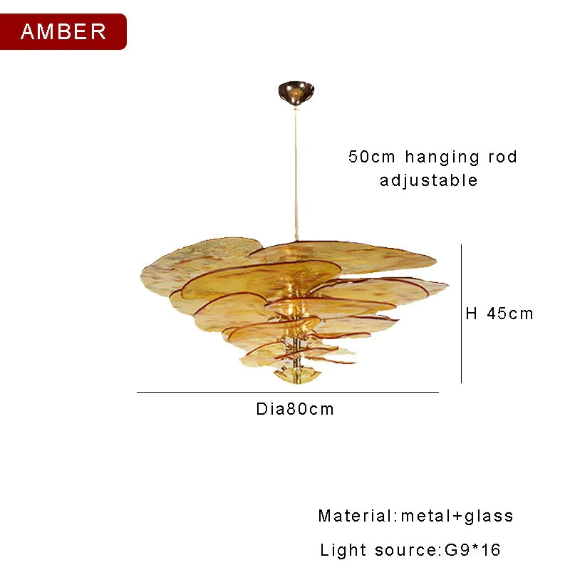 Afralia™ Amber Glass Chandeliers: Luxury Vintage Hanging Lamp for Duplex Villa