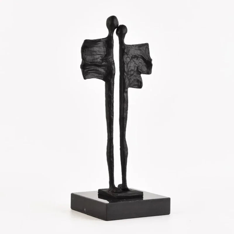 Afralia™ Abstract Iron Cast Couple Statue for Home Decor and Family Happiness