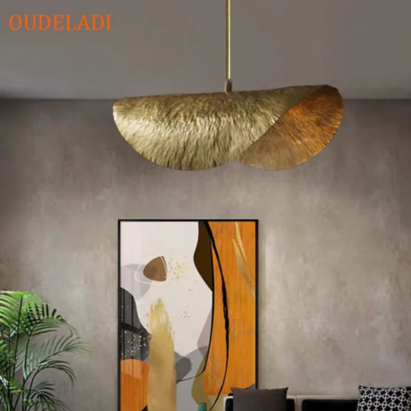 Afralia™ Lotus Leaf Copper Chandelier: Vintage Pendant Light for Home Kitchen Island Decor