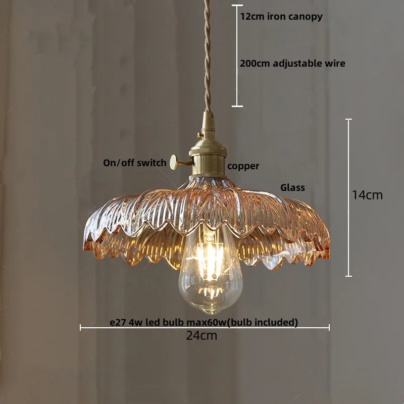 Afralia™ Amber Glass LED Pendant Lamp Modern Nordic Hanging Light