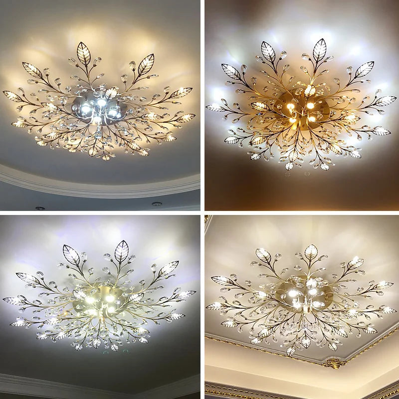 Afralia™ Crystal Ceiling Chandelier for Living Room Bedroom Kitchen Indoor LED Lighting