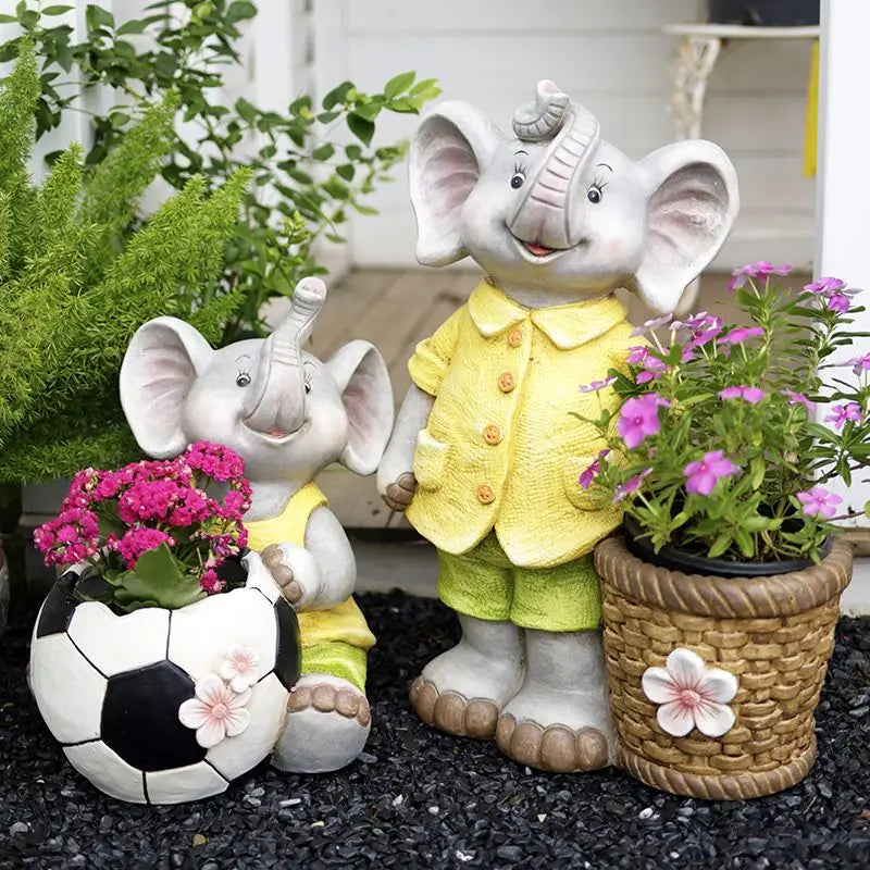 Afralia™ Elephant Garden Decoration | Creative Animal Flower Pots for Kindergarten and Outdoor Decor