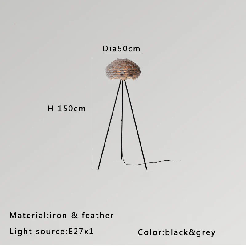 Afralia™ Feather White Grey Floor Lamp Minimalist Standard Light Living Room Shop Bedside Standing Lamps